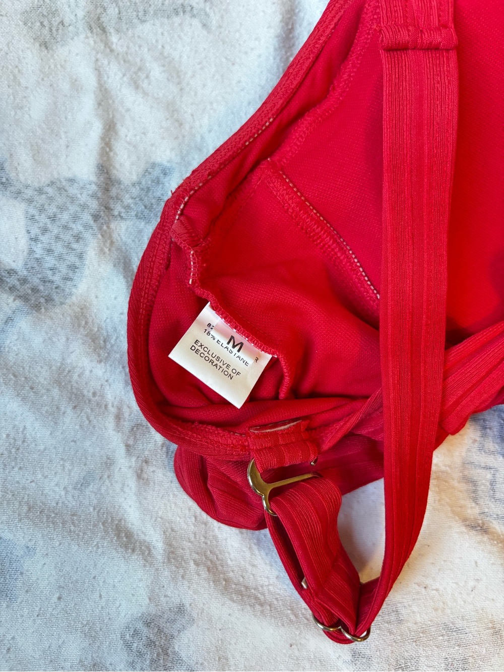 Amazon Red Ribbed Underwire Bikini Set - Picture 4 of 4